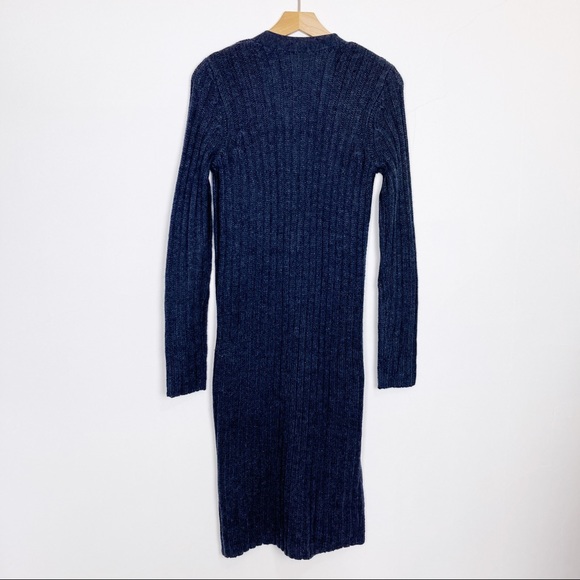 Vintage 90s y2k long cardigan duster navy knit - Picture 2 of 7